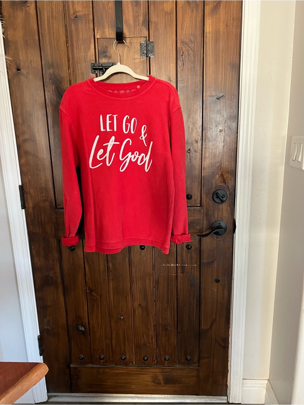 Let Go & Let God Red Kids Long-Sleeve Top - Picture 1 of 4